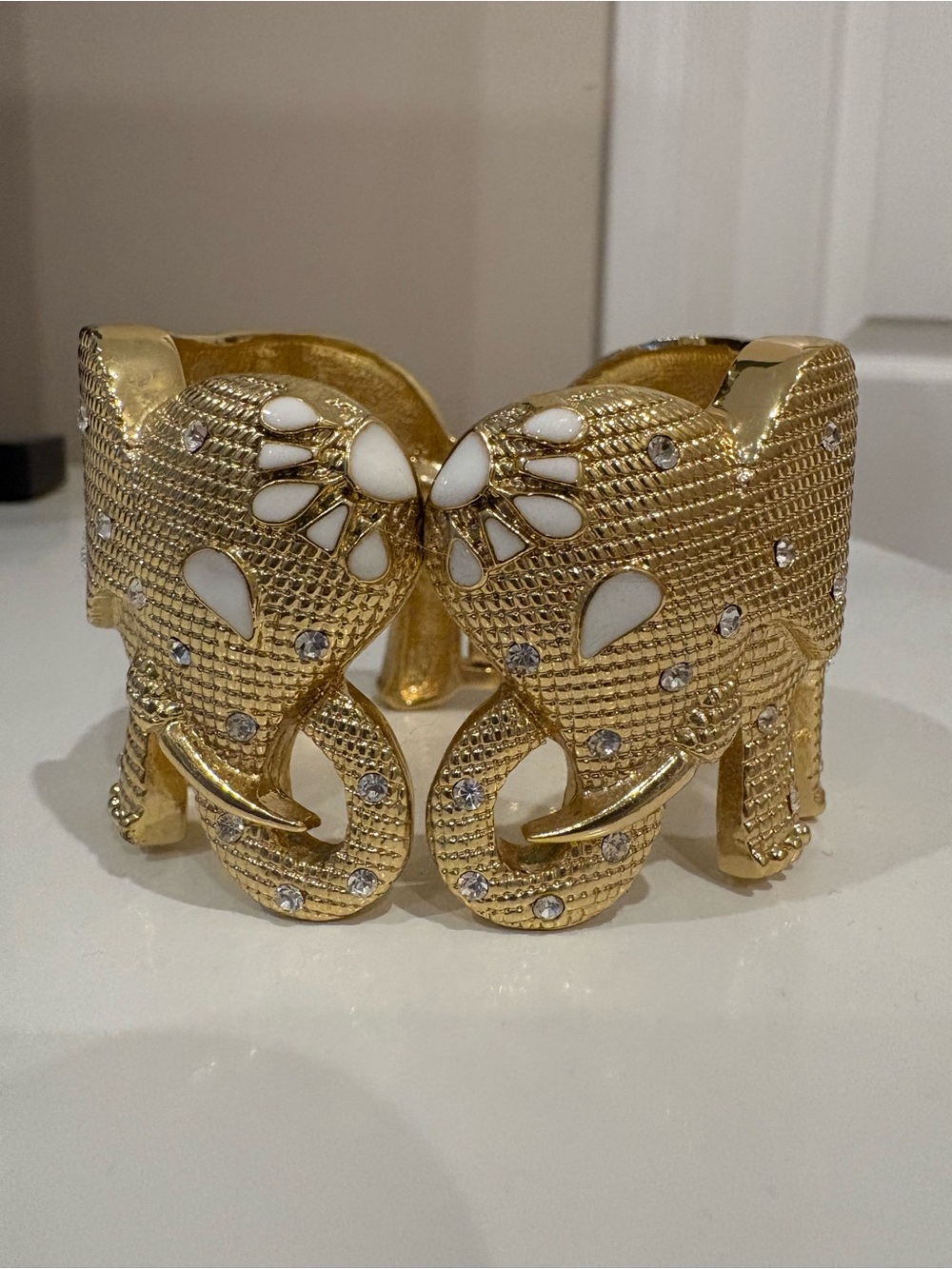 Lilly Pulitzer Gold Elephant Cuff Bracelet with White Accents